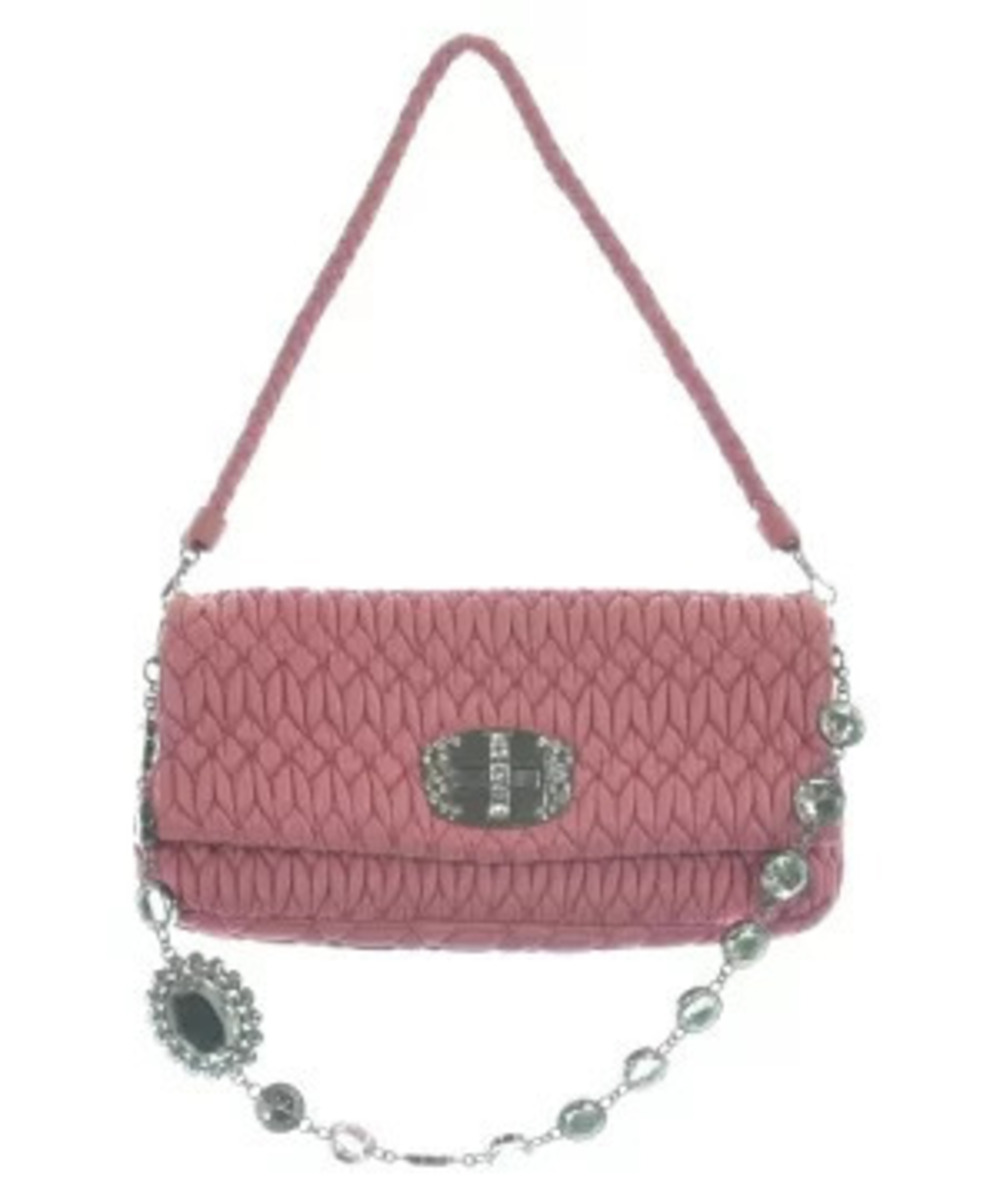 Miu Miu Nappa Crystal jeweled handbag matelasse pleated rhinestone Pink